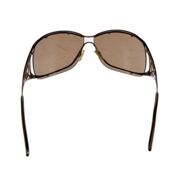 yves saint laurent Authentic Brown Tan Shield Tinted Rhinestone Logo Sunglasses - Picture 3 of 6